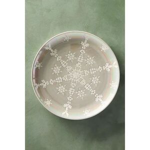 Anthropologie Astrid Snowflake Lustered Dessert Plate Beige NEW